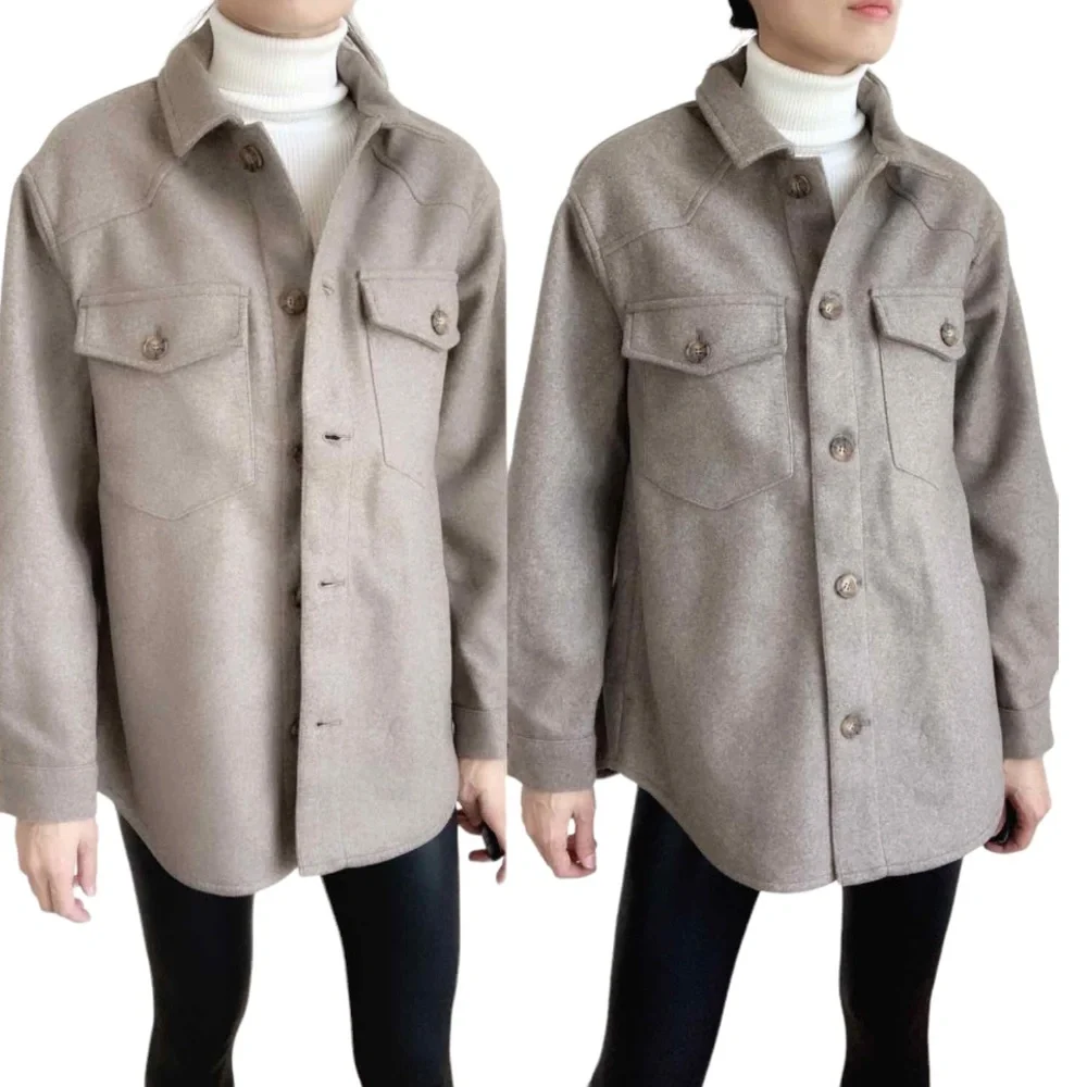SOFT CASHMERE LIKE SHACKET - FAWN - Picture 9 of 13